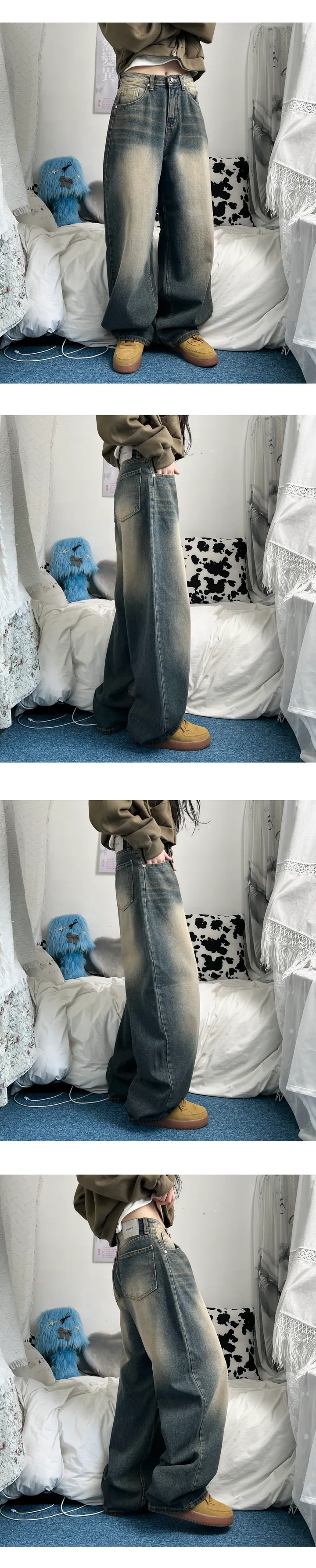 clay washing denim wide pants 상세 이미지 9