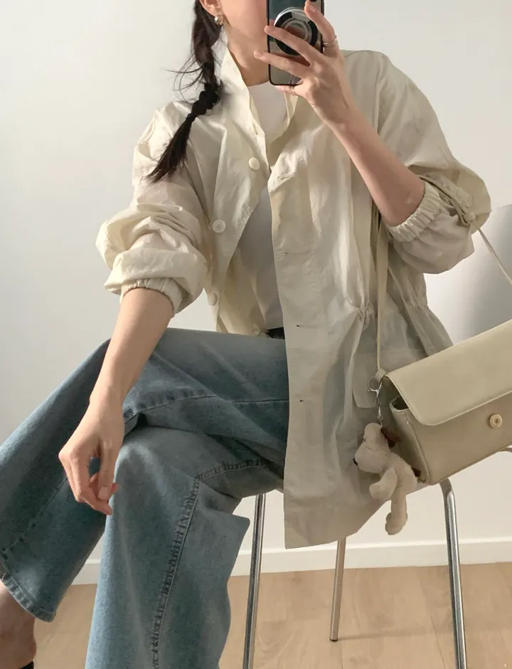 [⚡아우터1위!/핏보장⚡] 윈드 바스락 바람막이 야상 점퍼 루즈핏 하프 포켓 간절기 봄 아우터 상세 이미지 23