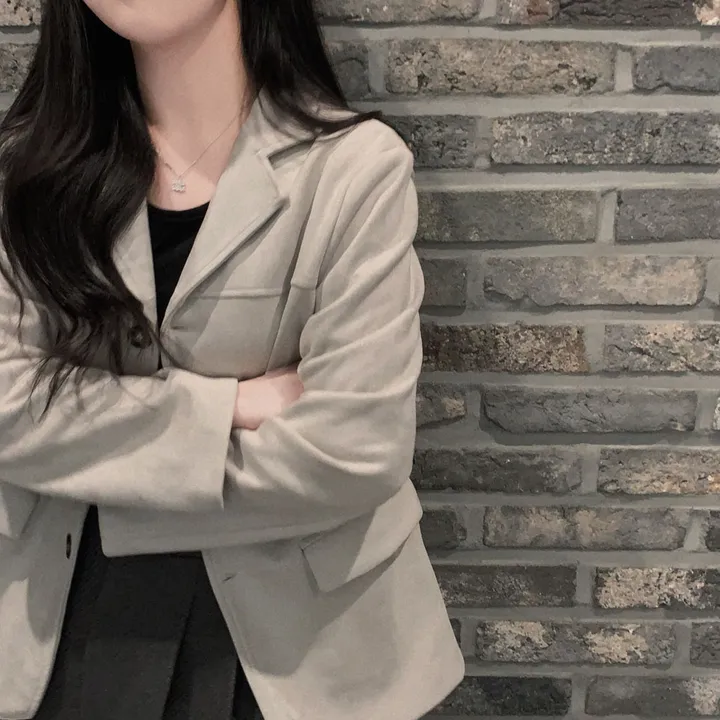 [갓성비!]차분한 감성,스웨이드 루즈핏 하프 카라 자켓 상세 이미지 23