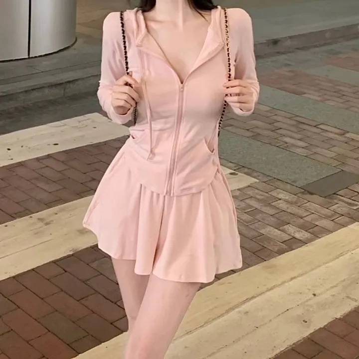 -3kg 몸매보정 트레이닝 세트 슬림핏 후드집업 밴딩반바지 상세 이미지 17