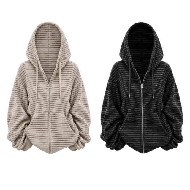 Vintage Stripe Hood Zip-Up – 빈티지 스트라이프 후드집업