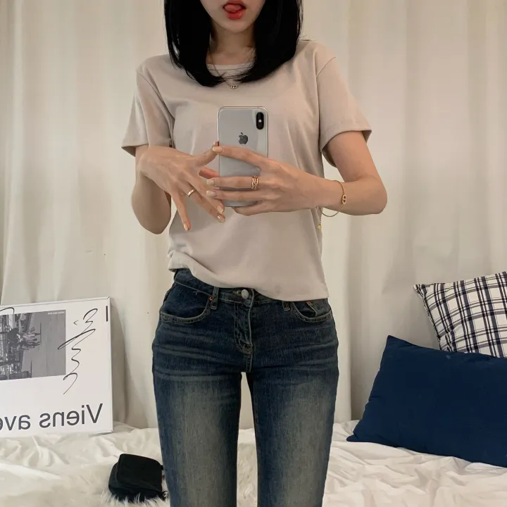 [스탠다드ver/여리여리~.] 기본 라운드 여름 봄 무지 면 반팔티 (6col) 상세 이미지 14