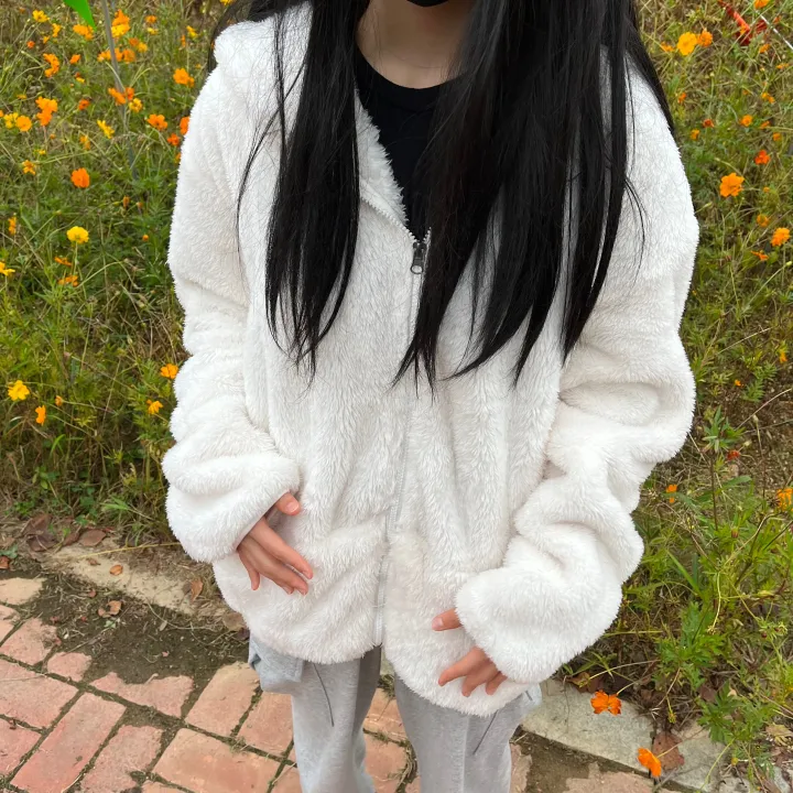 3size 남녀공용 커플룩 양털 후리스 후드집업 2color 상세 이미지 8