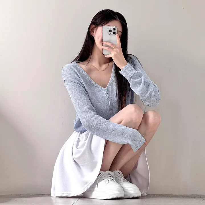 [여리여리~/살안타템] 컬러톡톡! 브이넥 썸머 부클 크롭 시스루 니트 가디건 5color 상세 이미지 19