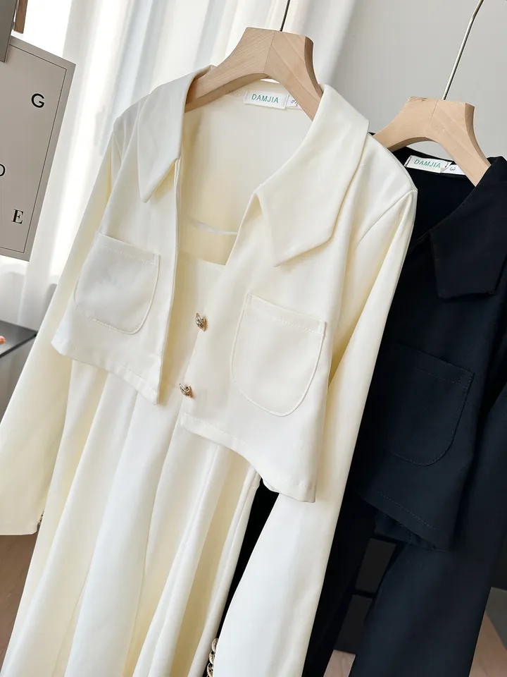 (M~5XL)크롭 정장자켓 원피스 세트AS-9913 상세 이미지 3