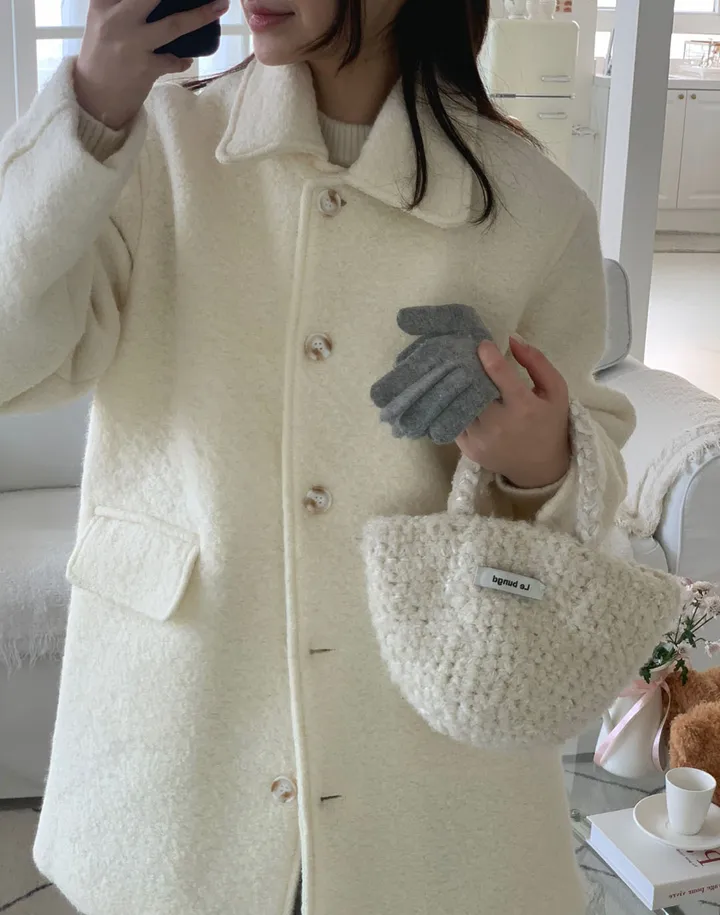[주문폭주🔥][겨울신상⛄] 메리 부클 카라 하프 코트(2color) / 하객룩 하프코트 코트 숏코트 아우터 상세 이미지 12