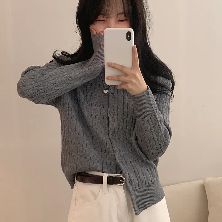 묶음할인🤍[겨울⛄️] 리즈 꽈배기 라운드 니트 가디건 상세 이미지 7