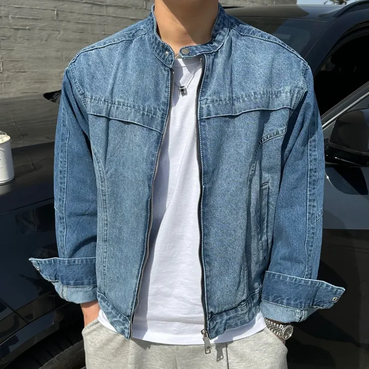 2사이즈! 커플 바이커 청자켓 데님 자켓 흑청 진청 겨울 가을 봄 커플룩 시밀러룩 꾸안꾸 코디 세트 크롭 슬림핏 오버핏 남녀공용 투피스 남자 데이트 빅사이즈 트레이닝  와이드팬츠 상세 이미지 33