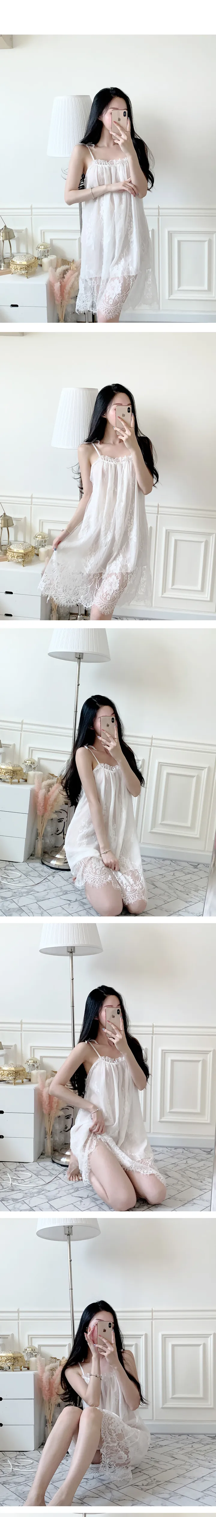🚀당일출고🚀 엘레나 원피스 슬립 여성잠옷 파자마 홈웨어 상세 이미지 3