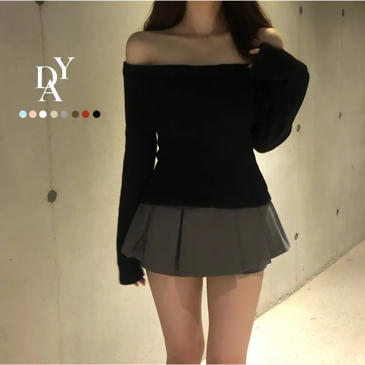 +특가할인✨ [봄신상/팔뚝살소멸핏] 기본충실! 로제 오프숄더 슬림 니트 긴팔 티셔츠 knit (*핏,컬러완벽 *흘러내림X) 상세 이미지 6