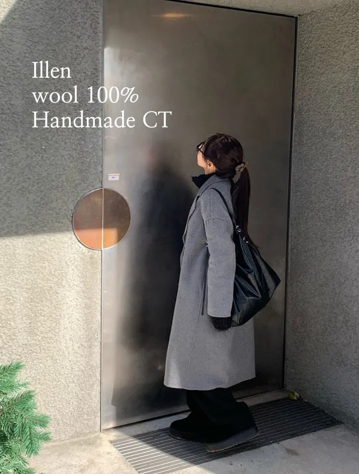 [울 100%/ 핸드메이드] 일렌 울 모 롱 코트  키작녀 카라 버튼 베이지 그레이 블랙 상세 이미지 2