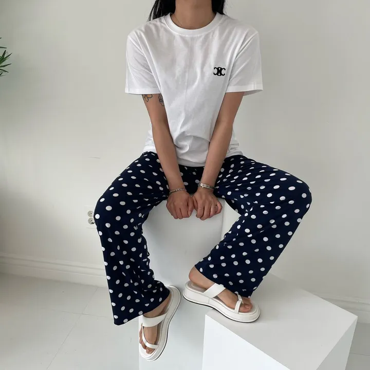 [와이드핏/시원한원단] 도트패턴 땡땡이 밴딩팬츠 냉장고바지 유니크룩 / 여름 여름옷 홈웨어 여름바지 바캉스룩 마실룩 밴딩통바지 상세 이미지 21
