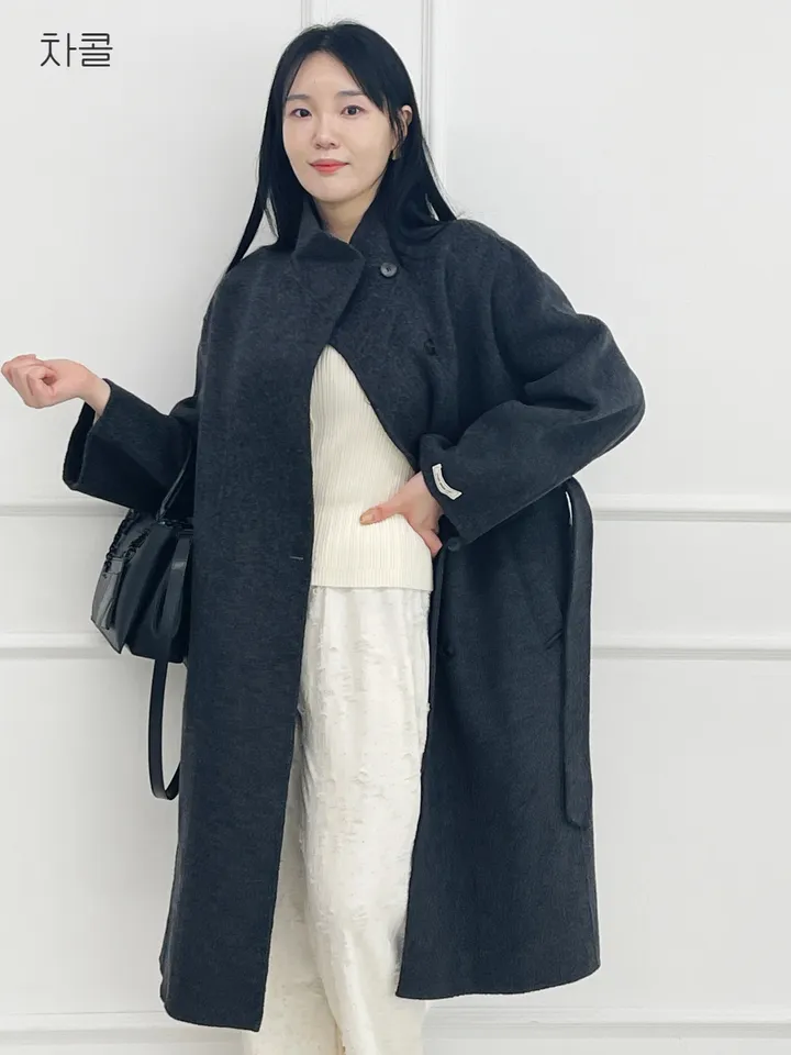 자체제작 원단부터 다른 엣지넥 양모 핸드메이드코트 빅사이즈 연말룩 하객룩 110까지 상세 이미지 28