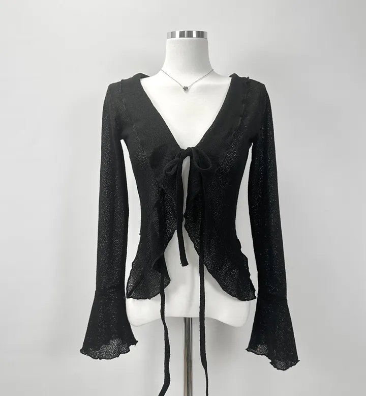 ruffle ribbon lace cardigan 러플 리본 레이스 가디건 (봄가디건, 러블리, 프릴, 니트가디건, 슬림핏, 여리여리) 상세 이미지 40