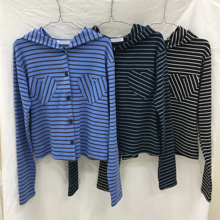 LOVELY🤍 - 하트 포켓 단가라 후디 가디건 (3color) 상세 이미지 16