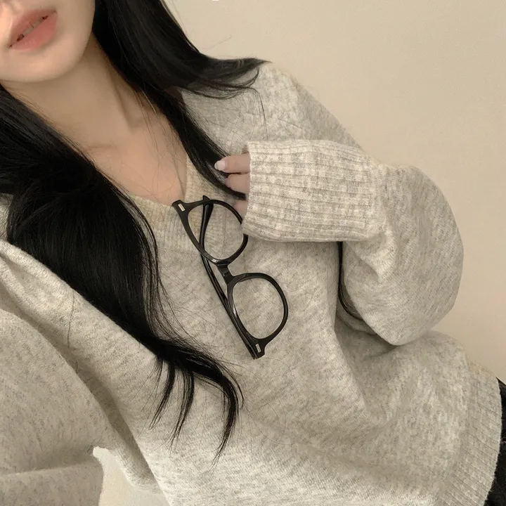 [얇은봄VER/리얼인생핏!] 여리여리~ 베이직 브이넥 나그랑 루즈핏 긴팔 봄니트 상세 이미지 5