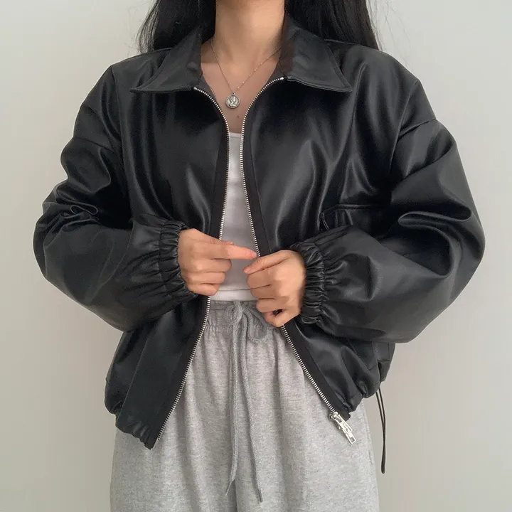 [ 봄신상 ]루즈핏 투웨이 레자 숏점퍼 상세 이미지 24