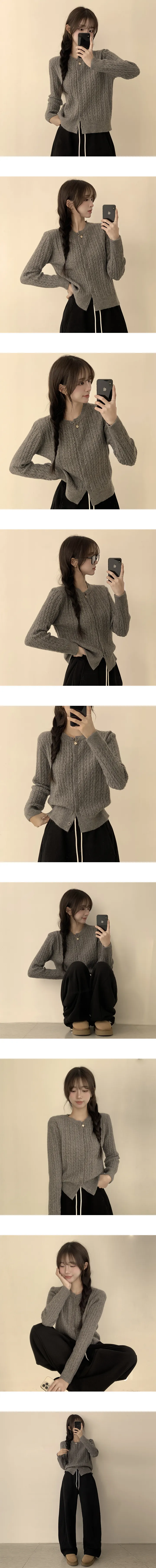 [9color/핏보장!] 부드러움 끝판왕, 뷰리 라운드 긴팔 꽈배기 겨울 허리잘록 니트 가디건 꽈베기 봄 데일리 기본 무지 아우터 9color 상세 이미지 5