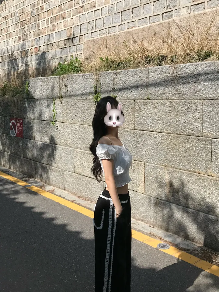 봄신상 포켓 밴딩 레이스 프릴 라인 와이드핏 레이어드 트랙 트레이닝 팬츠 2color 상세 이미지 13