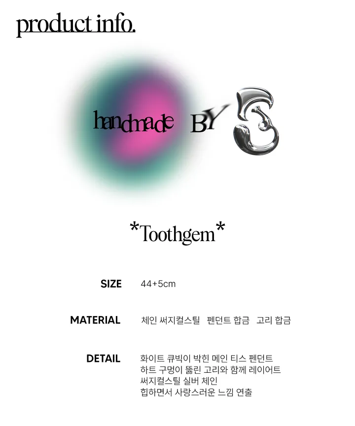 Toothgem / 실버 써지컬스틸 키치 펑크 치아 이빨 목걸이 상세 이미지 5