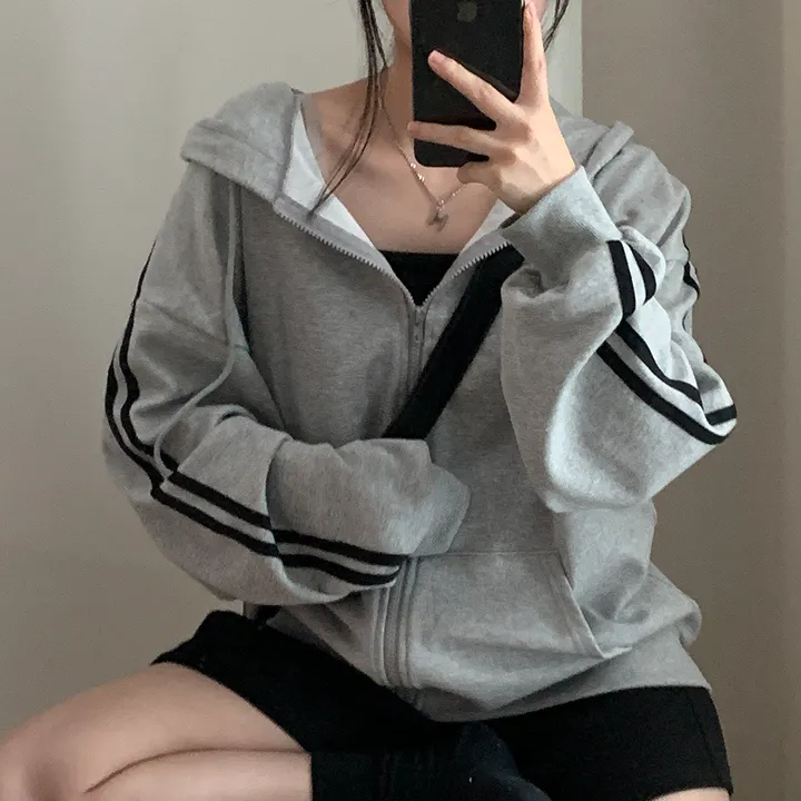 [루즈핏/꾸안꾸🖤] 키트 투라인 후드 집업 점퍼 상세 이미지 37