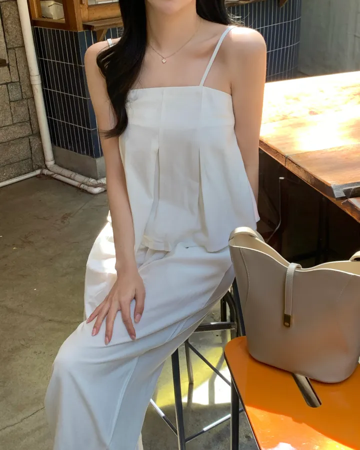 [ SETდ 고퀄 /  데이트룩 ] 아벨 핀턱 실루엣 투피스 블라우스 셋업 휴양지룩 여행룩 하객룩 상세 이미지 16