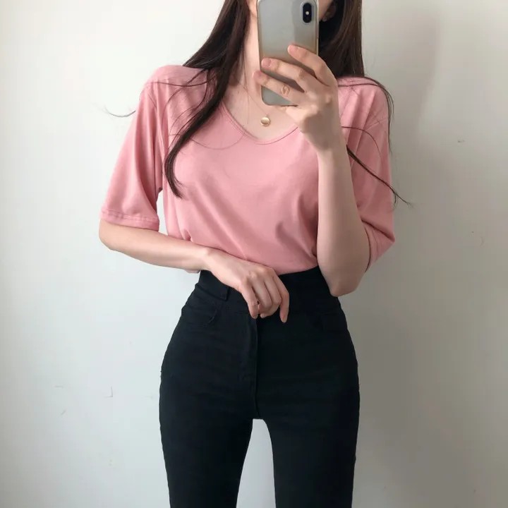(국내제작 부드러움) 찰랑 데일리 기본 반팔 티셔츠 상세 이미지 26