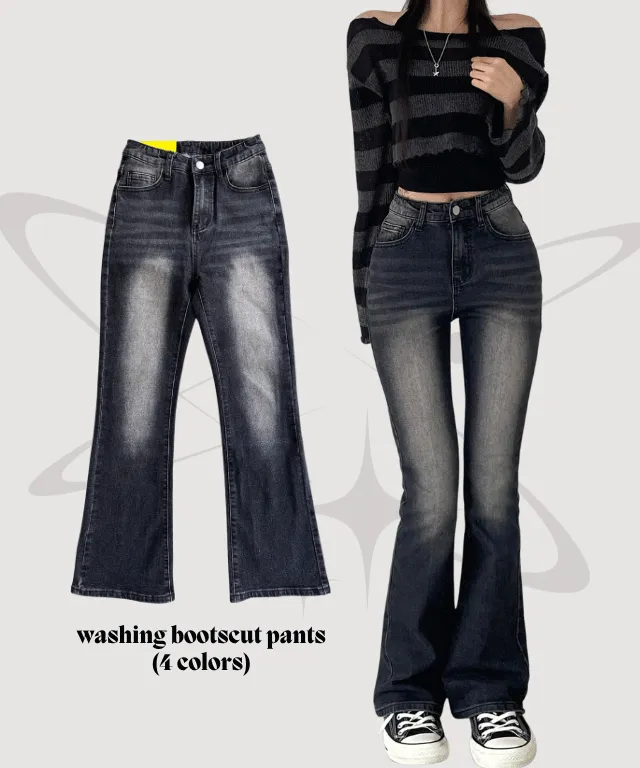 [3단기장 / 체형보정] 딱이쁜 세미부츠컷, 스판감 좋은 워싱 부츠컷 청바지