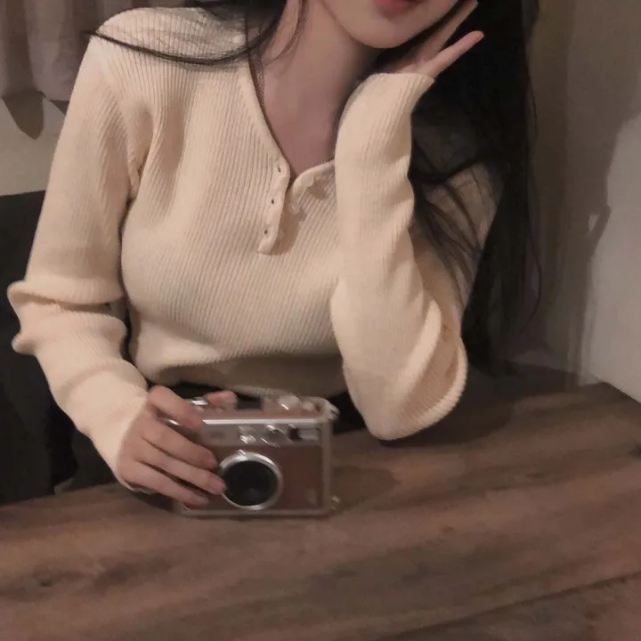[4계절필수 디자인/연그레이 당일출고✨] 자체제작 #크치Made 젤리 버튼 트임 브이넥 골지 겨울 니트 긴팔티셔츠 - nt 상세 이미지 45