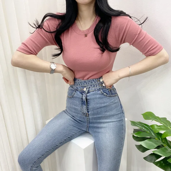 🚀당일발송🚀[묶음할인/데일리] 봄 여름 메이 부들 샤베트 5부 티셔츠 이너티 상세 이미지 31