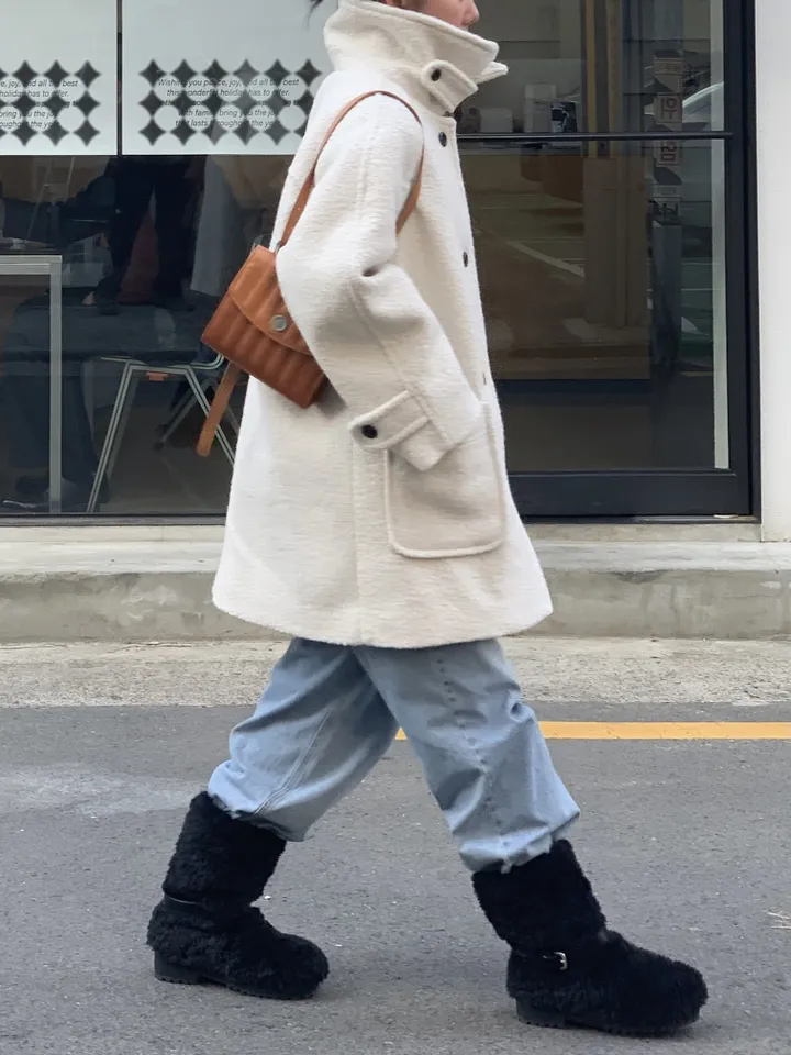 boucle high neck half coat (3color) 상세 이미지 8