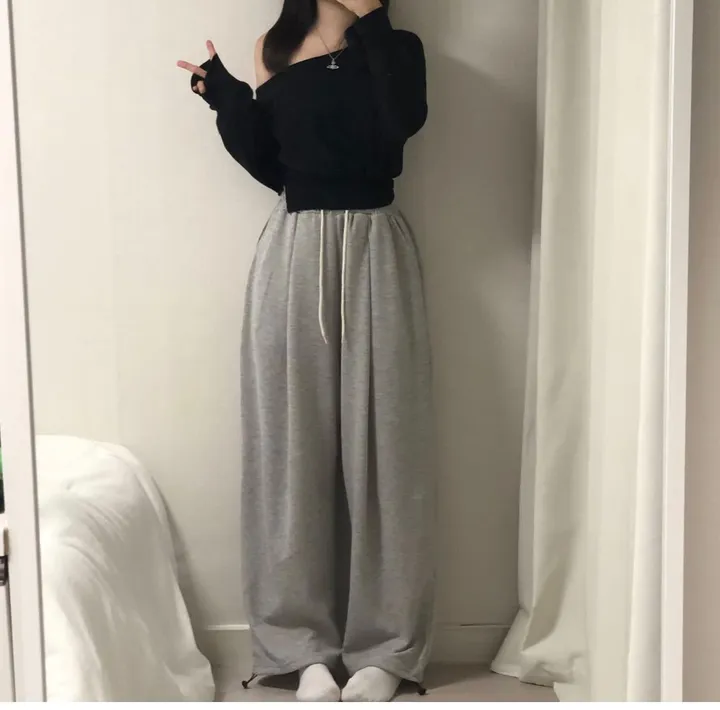 [허얇골넓핏, 모델인생템] 노아 와이드 핀턱 하이웨스트 조거 밴딩 트레이닝 오버핏 팬츠 상세 이미지 23