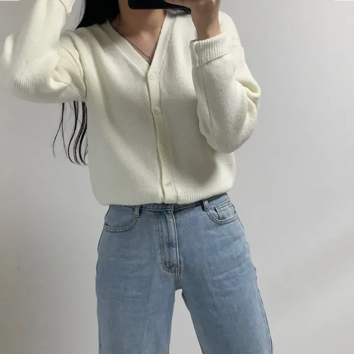 [7컬러/도톰해요!] 촘촘한 짜임의 데일리 브이넥 니트 가디건 상세 이미지 11