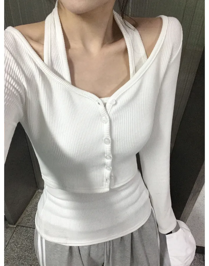 [MADE][2pcs,승모근소멸🤍] 키싱 홀터넥 나시 가디건set (4color) 상세 이미지 28