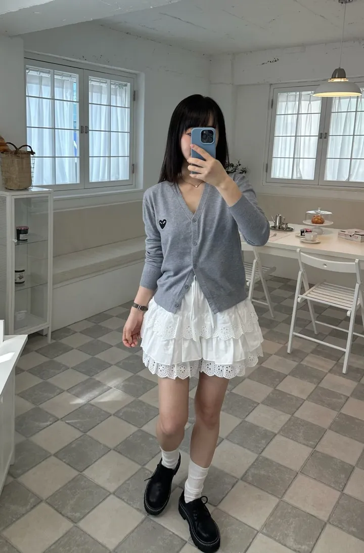 하트 가디건 브이넥 데일리 빠른출고 4color 상세 이미지 4