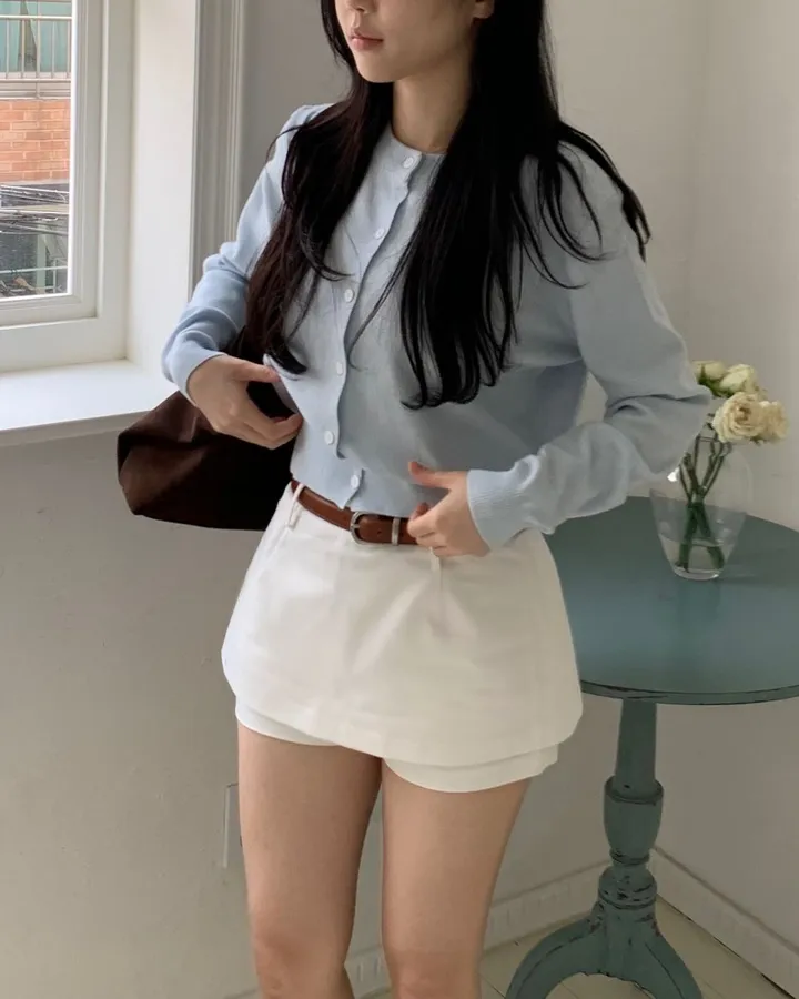 팔뚝살부각X /팬던트 가디건 봄가디건 세미크롭 크롭 니트 가디건 상세 이미지 126