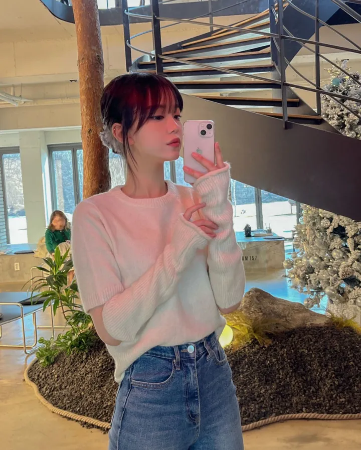 [워머SET/재진행‍🔥] 러블리 보들 울 핸드 워머 니트 세트 루즈핏 트임 반팔 니트티 라운드넥 토시 니트투피스 상세 이미지 63