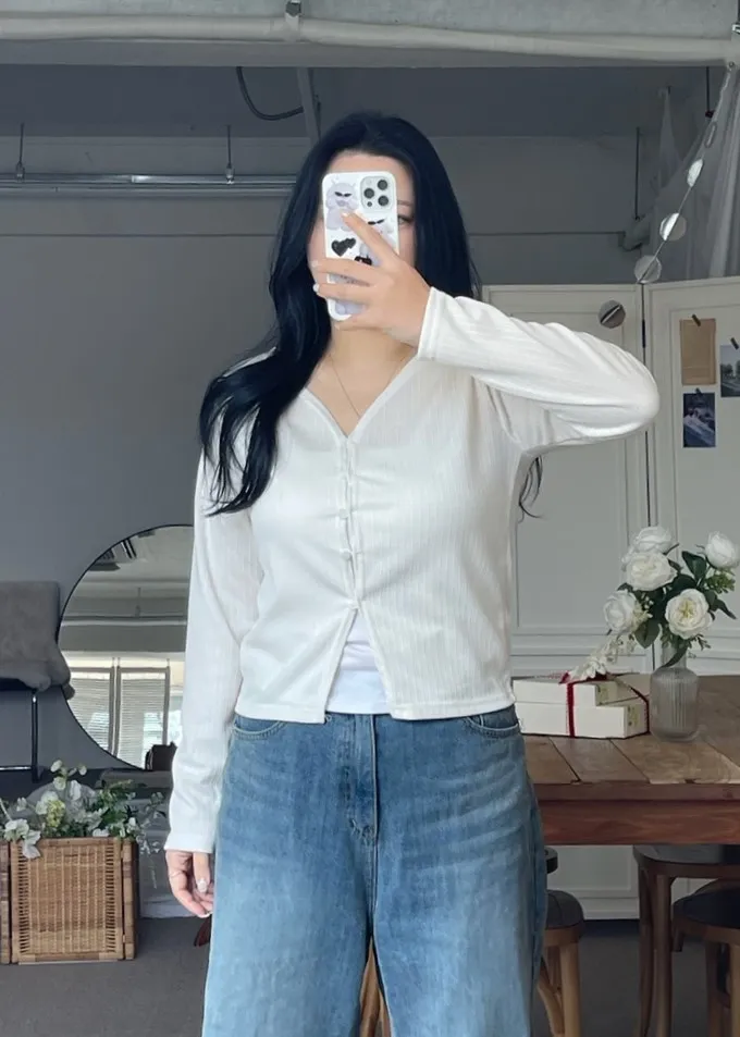 [2사이즈] 색감굿@ 가디건 브이넥 레이어드 여리핏 빅사이즈 크롭 봄옷  통통 베이직 꾸안꾸 상세 이미지 73