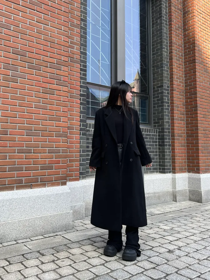 [울함유고퀄🖤] 엘리 울 더블 버튼 뒤트임 누빔 겨울 롱 코트 상세 이미지 11