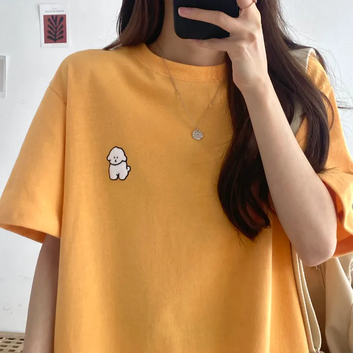 [묶음 할인/꾸안꾸] 귀여운 흰둥이 패치 반팔티 5color 상세 이미지 39