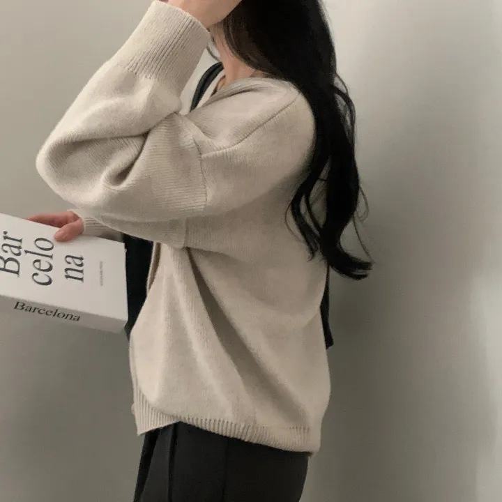 [폭닥/요즘에딱!] 프렘 베이직 브이넥 오버핏 니트가디건 - 8color 상세 이미지 11