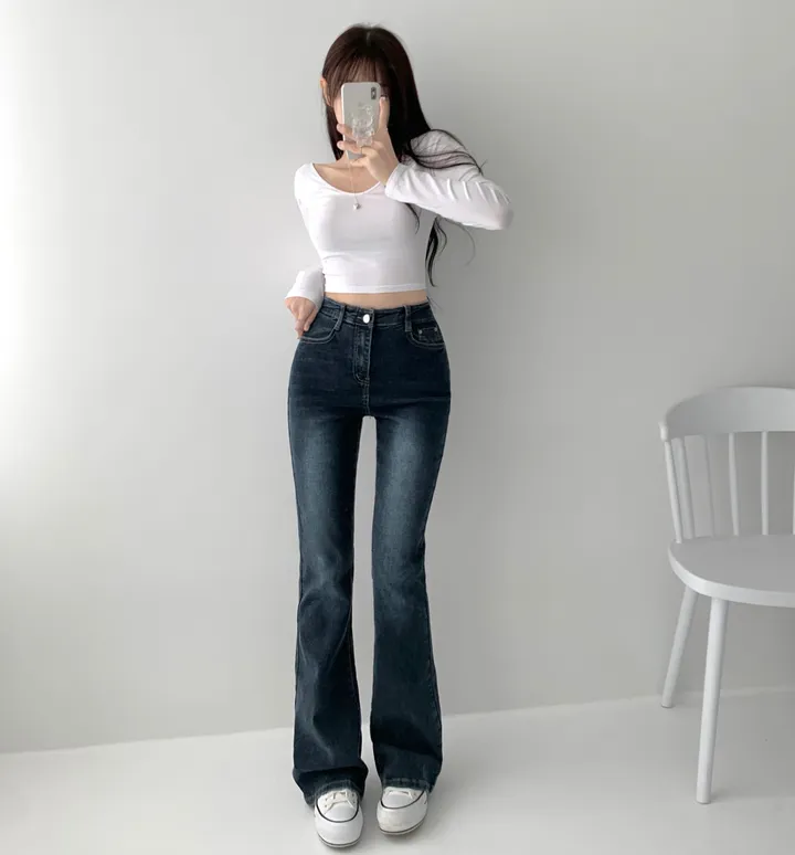 [인생핏🖤/기장선택/~XL] 모먼트 빈티지 스톤 워싱 하이웨스트 부츠컷 스판 데님 팬츠 키작녀 키큰녀 빅사이즈 청바지 상세 이미지 26