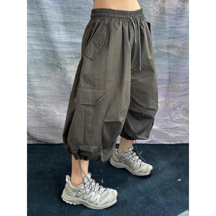 ★BEIGE 4/25 출고예정★[UNISEX]더블 포켓 커버 포인트 유니크 핀턱 카고 코튼 루즈 스트링 버뮤다 하프 팬츠(4color) 상세 이미지 39