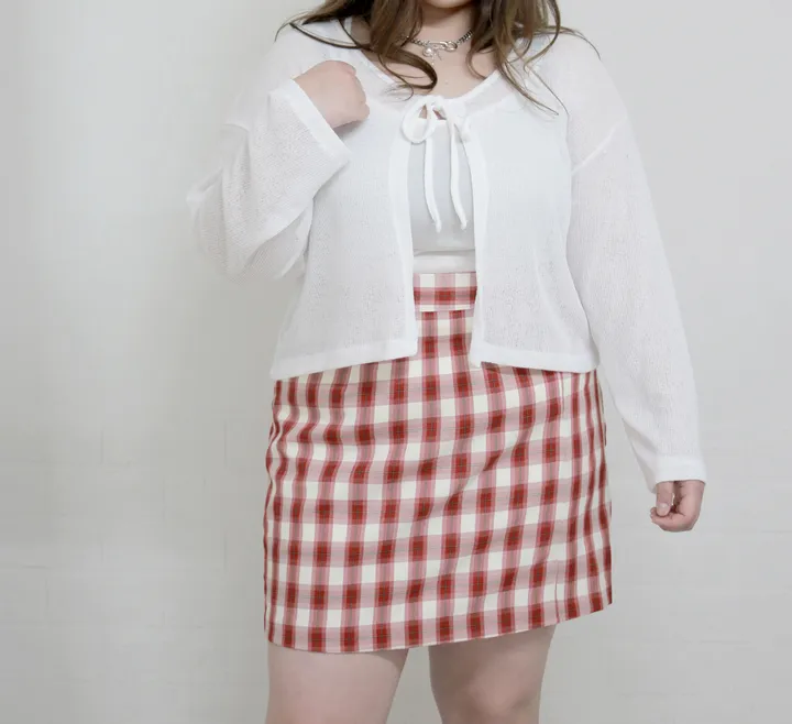 (55-100) 빅사이즈 브이넥 시스루 리본 가디건 살탐방지 얇은가디건 상세 이미지 36