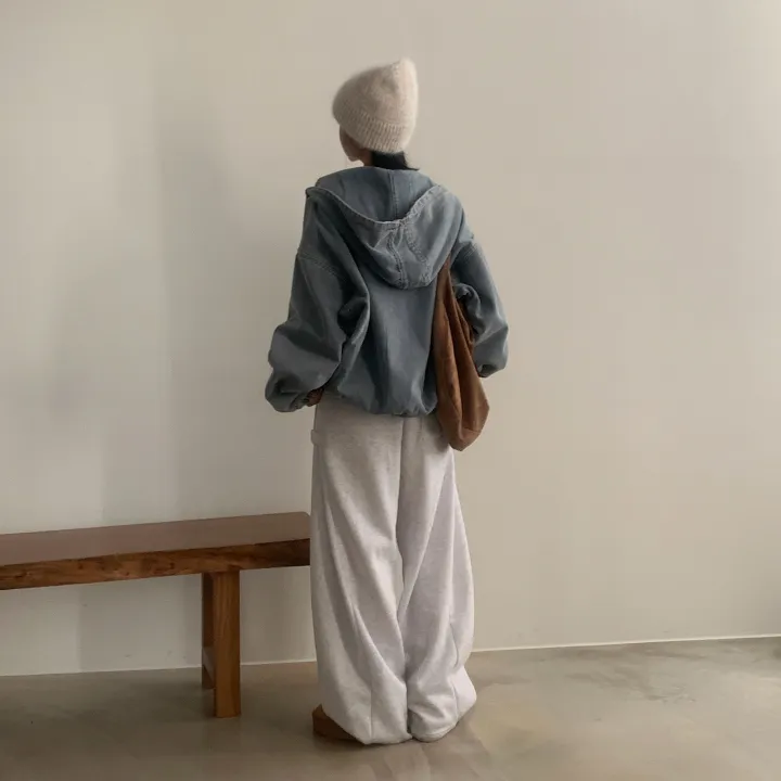 [전체퍼안감🤍/크롭VER추가!] 왕오버핏! 한겨울 투웨이 데님 양털 후드 패딩점퍼, 집업 - 2color 상세 이미지 20