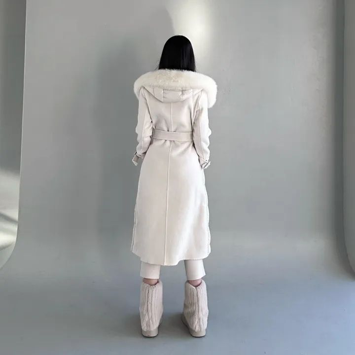 [하이퀄리티] 로로 폭스퍼 구스다운 더블패딩코트 패딩배색코트 후드패딩코트 (수입) 상세 이미지 12
