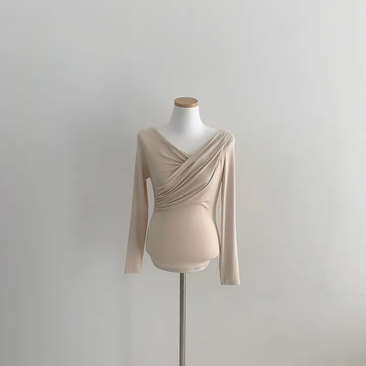 [🚀당일발송🚀]💗MADE💗 글램 촉촉 셔링 오프숄더 슬림 티셔츠 5color 상세 이미지 47