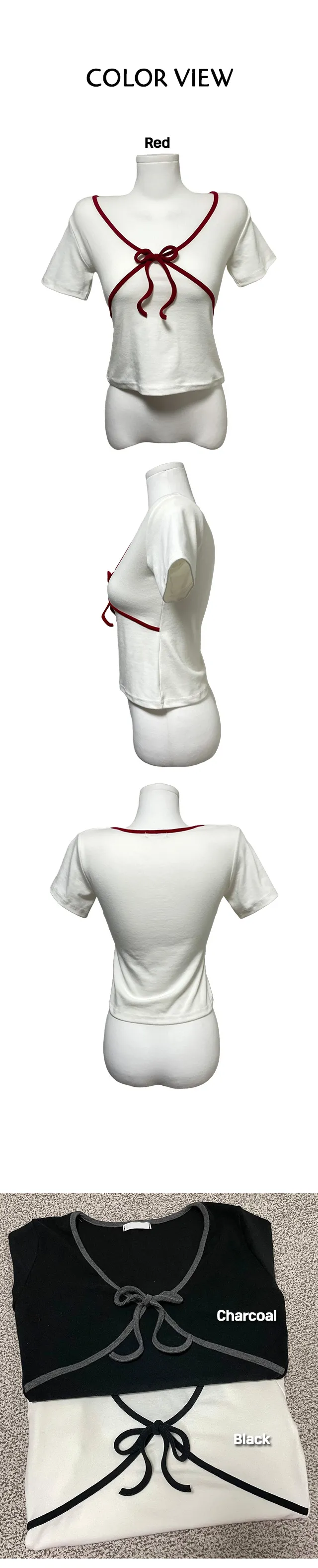 ラインバイカラーリボン半袖Tシャツ | ファッション通販サイト NUGU