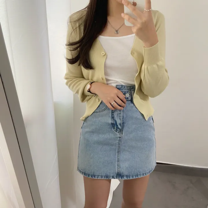 (데일리)소프트 기본 긴팔 니트 크롭 브이넥 가디건 5color 상세 이미지 17