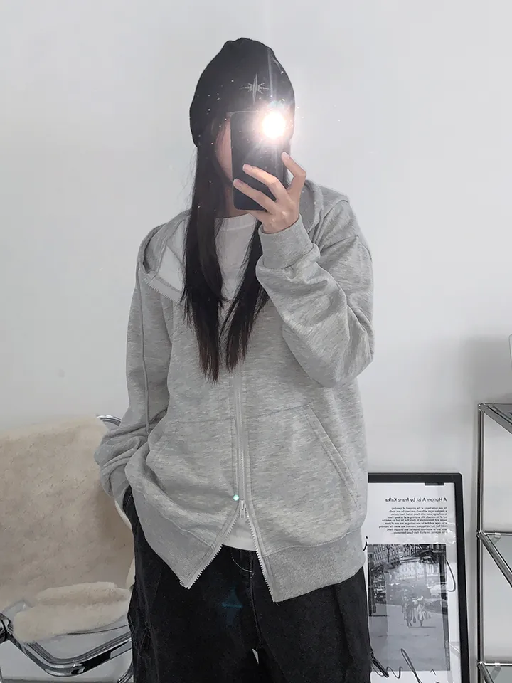[UNISEX🖤/2사이즈선택(추가금x) 교복템,퀄보장🖤 투웨이집업 오버핏 기본 데일리 후드집업 남녀공용 커플템] 올데이투웨이후드집업 상세 이미지 23